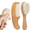 2pcs Baby Comb Set Baby Care Hair Brush Beech Soft Wool Wood Comb Newborn Massager Baby Shower And Gift Baby Hair Soothing
