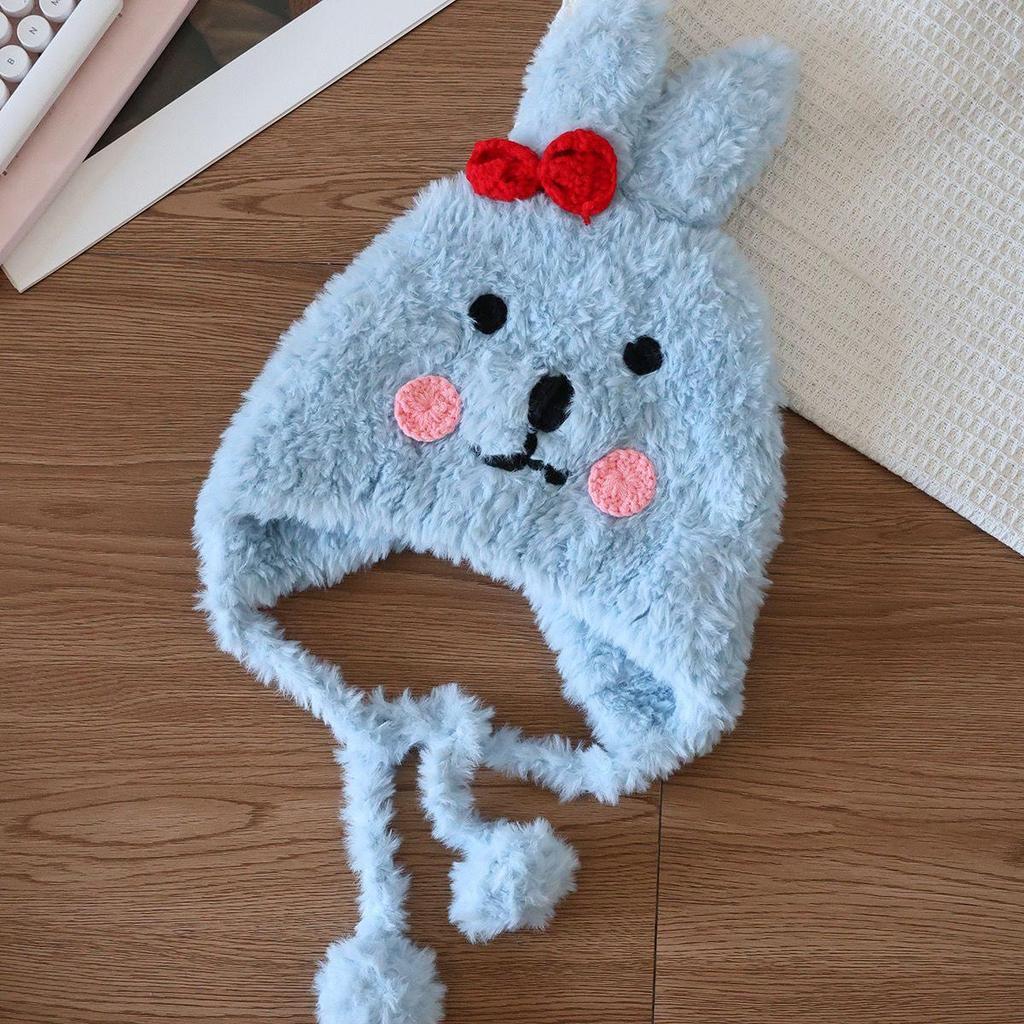 Sweet Rabbit Plush Earmuff Hat for Kids - Cute Pull-On Design, Perfect for Autumn/Winter Warmth, Ideal for Boys and Girls