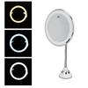 LED Makeup Mirror 10x Magnification Adjustable Brightness Three Light Colors Suction Cup Design Makeup Mirror