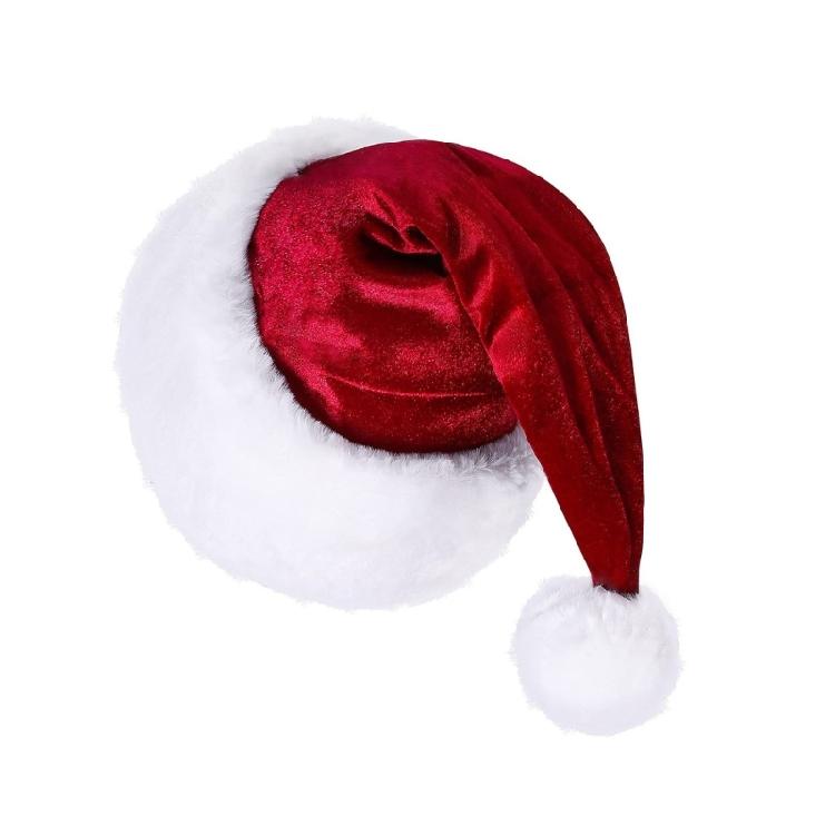 

Plush Christmas Santa Hat with White Brim for Holiday Parties Giving Love бордовий