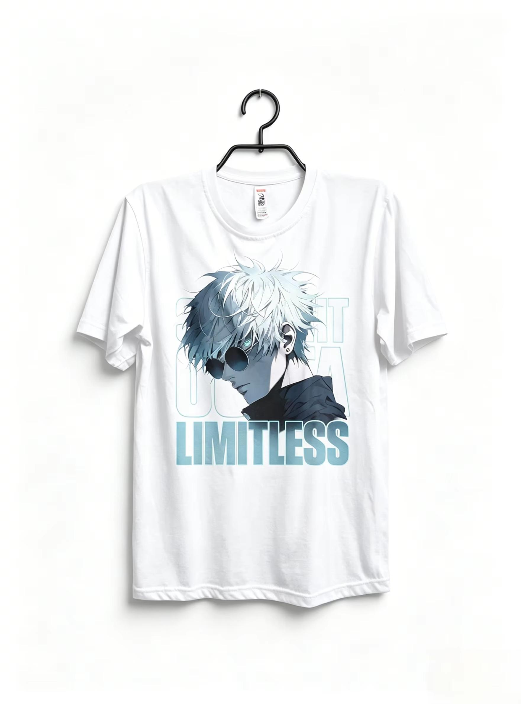 White Cotton T-Shirt Featuring Satoru Gojo from Jujutsu Kaisen with  Limitless  Anime Print for Fans 4XL