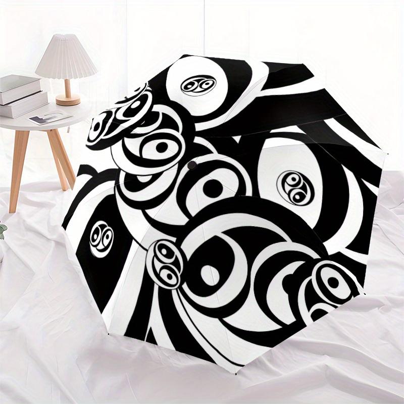 1pc Abstract Pattern Automatic Open/Close Umbrella with One Touch Button,, Windproof Design   Lightweight Portable Umbrella for Women & Men6066
