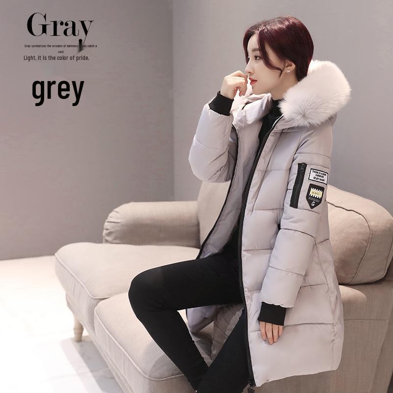 Women's Mid-Length Korean Style Hooded Cotton Coat - Winter Fashion, Slim Fit, Large Size