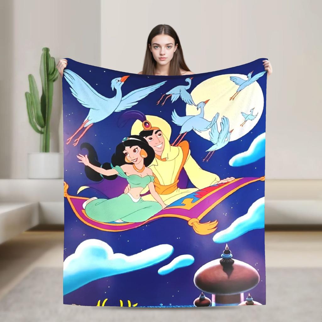 Aladdin Jasmine Cartoon Blanket Warm Fluffy Plush Throw Blanket For Couch Bed Decorative Flannel Bedspread Bed Cover