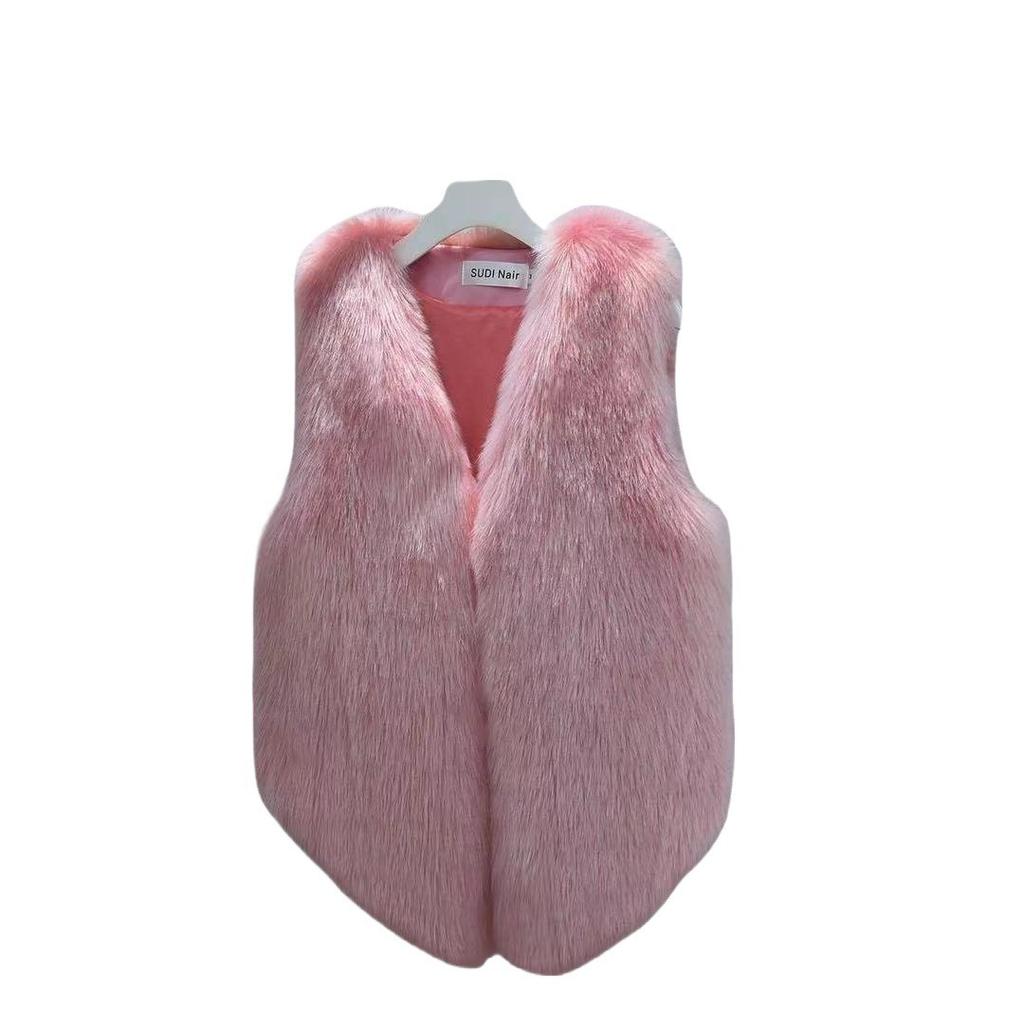 New imitation fur plush rabbit hair slim-fitting fluff thin vest short imitation fur vest