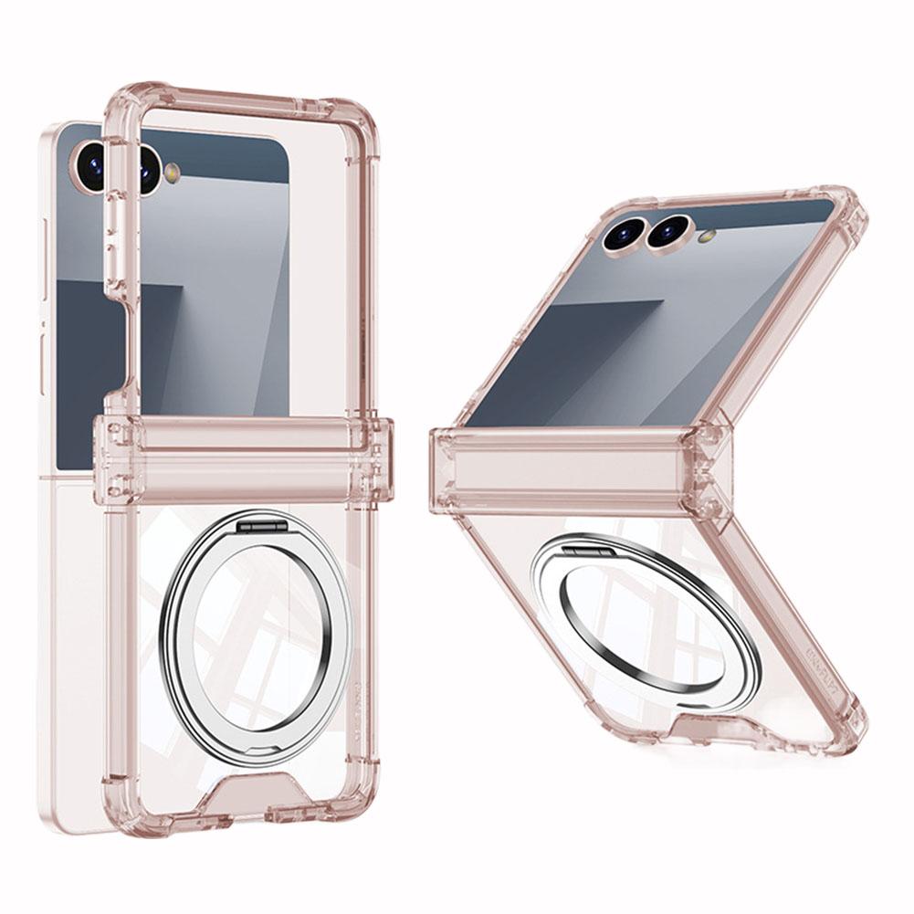 Silicone Airbag Bumper Soft Case For Samsung Galaxy Z Flip7 With Holder Hinge Cover Lens Protect Anti Drop Case