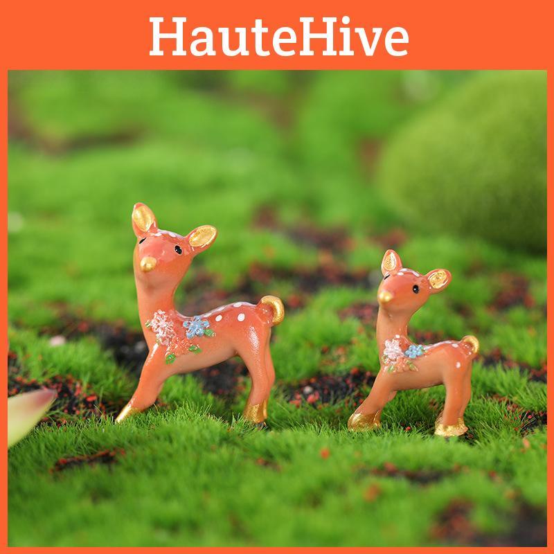 Cute Cartoon Resin Deer Moss Micro Landscape Diy Christmas Craft Material