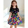 Dress for Girls Beautiful Butterfly Short Sleeve Dress Summer Loose Girls' Casual Dress Round Neck Hot Sale Girl Clothes