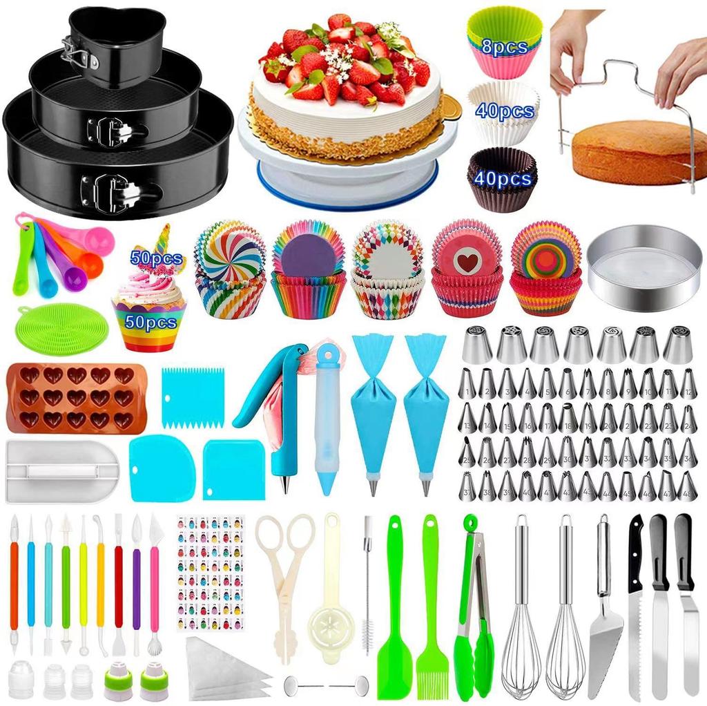 2026 623pcs Cake Turntable Set, Cream Icing Piping Nozzles, Cake Decorating Turntable, Piping Bags, Baking Tools