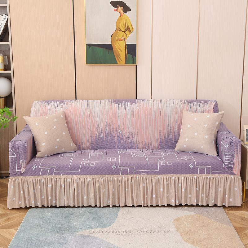 Sofa Cover with Elastic Band Skirt Universal All Season All Inclusive Cover Fabric Cover