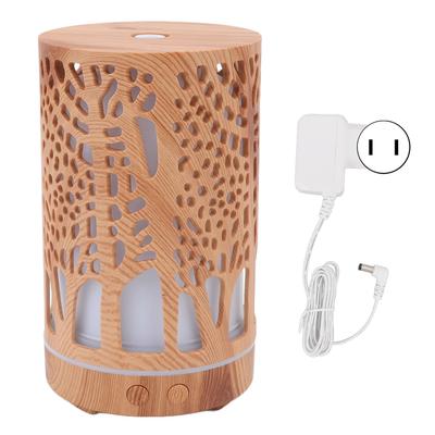 200ml Wood Grain Aroma Diffuser 8W Auto Power Off Colorful LED Silent Air Humidifier for Car and