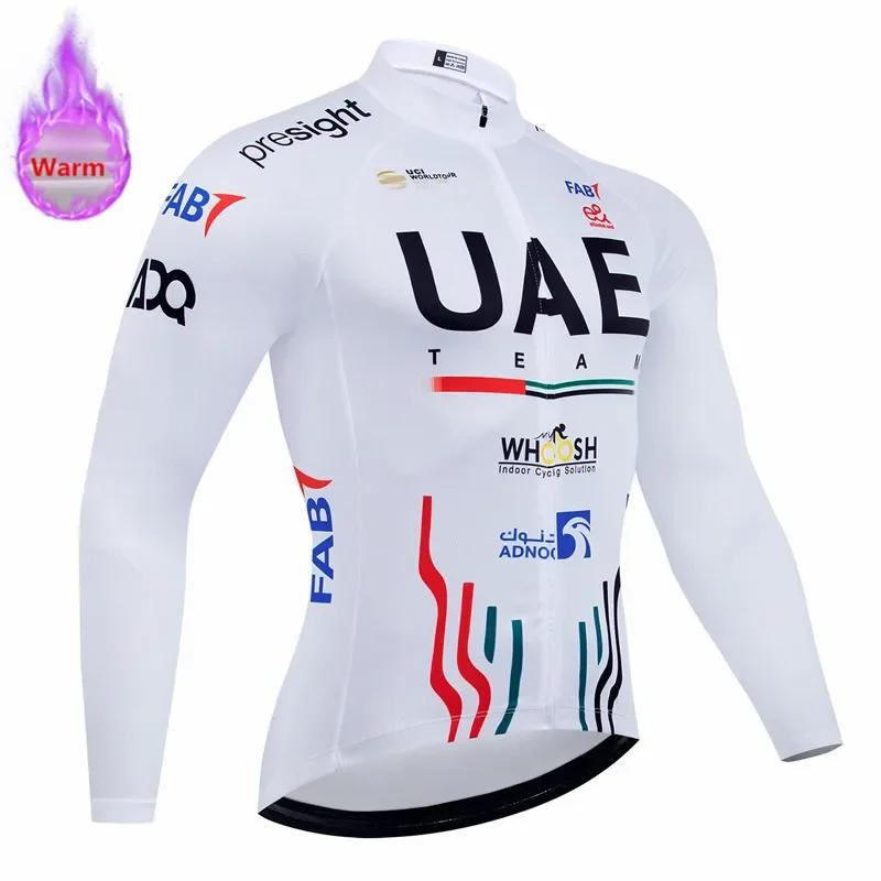 2026 UAE Team Winterfleece Langarm 2026 Winter Samt Warm Radsportbekleidung Anzug Set Fahrradkleidung Tragen Ropa Ciclismo Rennrad Trikot Anzug