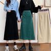 Korean Style Corduroy A-Line Pencil Skirt, Women's Mid-Length, Autumn/Winter, Hip-Hugging Design with Slit