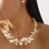 Cross-border Elegant Pearl Alloy Earrings Necklace  Classic Luxury Design Office/Career Fashion Banquet Wedding Bridal Jewelry