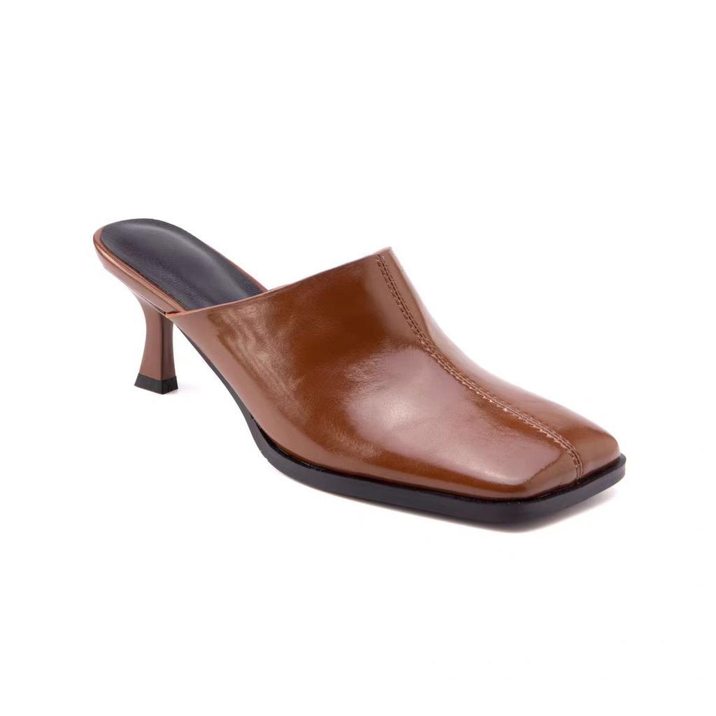 New 2026 All-match Baotou Semi-slippers Women's High-heeled Fashion Outward Wear Square-toed Stiletto Shoes