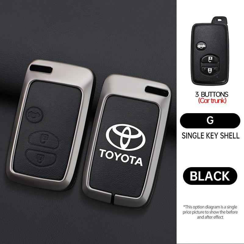 Zinc Alloy Leather Car Remote Key Case Holder Shell For Toyota Aqua RAV4 Land Cruiser Camry Prado Corolla Prius Keyless Keychain