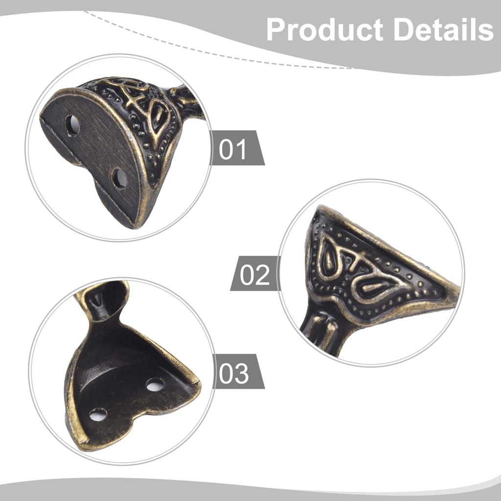 Box Legs Legs Replacement Less Rusty Matching Screws Vintage Pattern Design Zinc Alloy Home Office Shop Box Feet