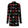 Women's Christmas Print Irregular Long Sleeve Cardigan With Pocket Jacket