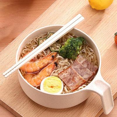 Ciotola per Noodles Ramen Ciotola per Cereali con Bacchette Cucchiaio e Forchetta Ciotola per Riso Noodles Ramen con Coperchio e Manico per Casa Dormitorio