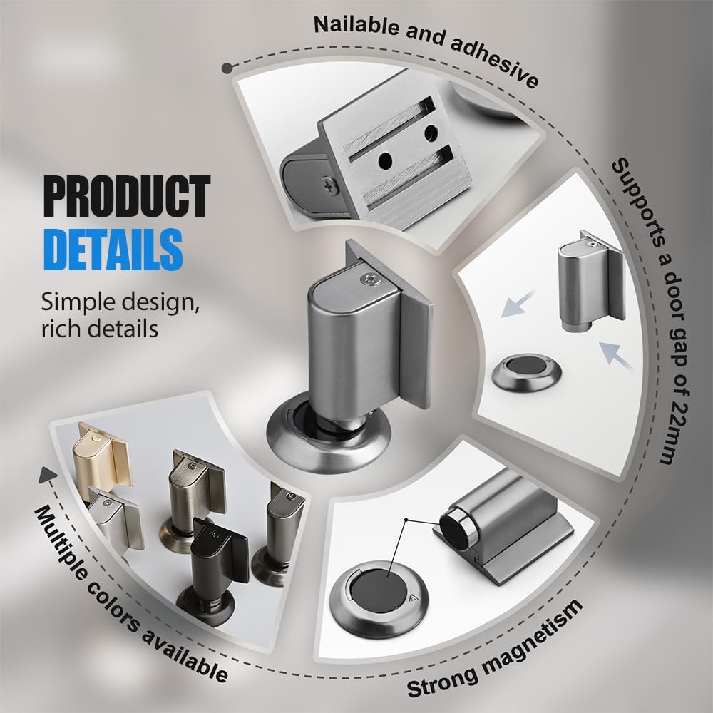2026 New Magnetic Door Stopper - Heavy Duty No Drill Invisible Door Wedge for Bottom of Door, Keep Doors Open