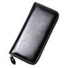 Women'S Leather Long Zipper Clutch Bag Oil Wax Leather Wallet Cowhide Change Bag Key Card Bag