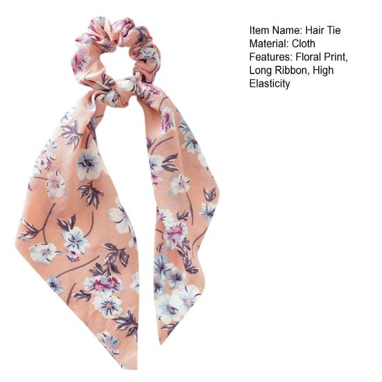 Hair Tie Floral Print Long Ribbon Hair Rope Easy to Wear Bun Half-Tied Hairstyles Ponytail Holder Hair Accessory