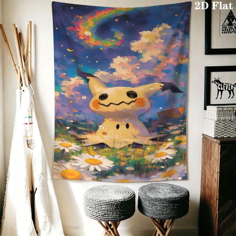 Mimikyu Star Wall Hanging Printed Fabric Blanket Decorative Tapestries for Bedroom Living Room Home Decor