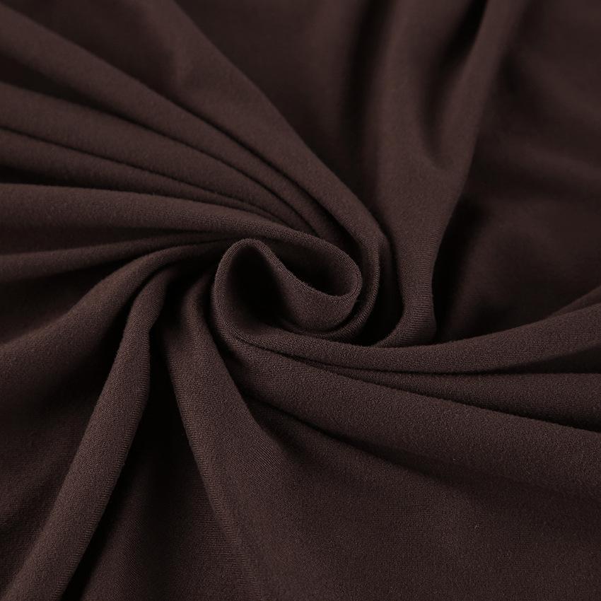 European and American Brown Round Neck Knitted Dress Women's Autumn Design Sense Inside with Hip Skirt Long Dress Women's Clothing