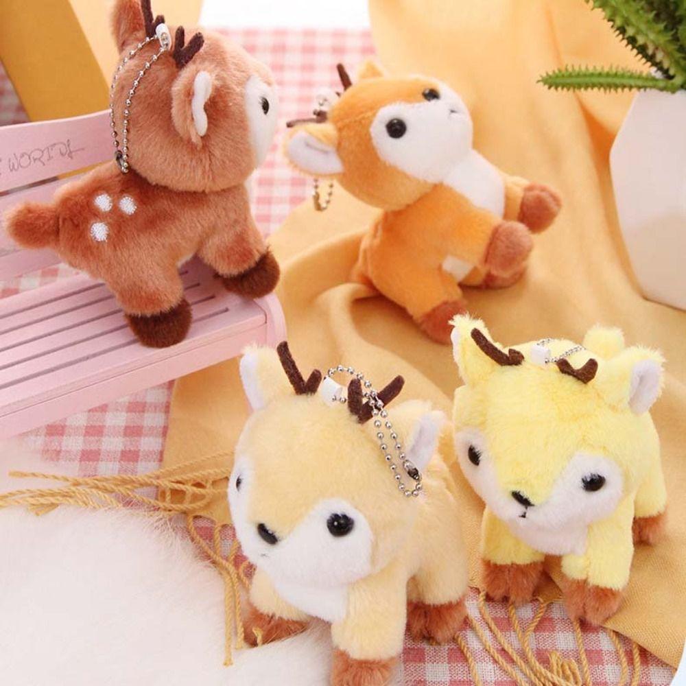 Key Ring Pendant Stuffed Deer Keychain Fawn Keychain Fluffy Elk Doll  Christmas Gifts
