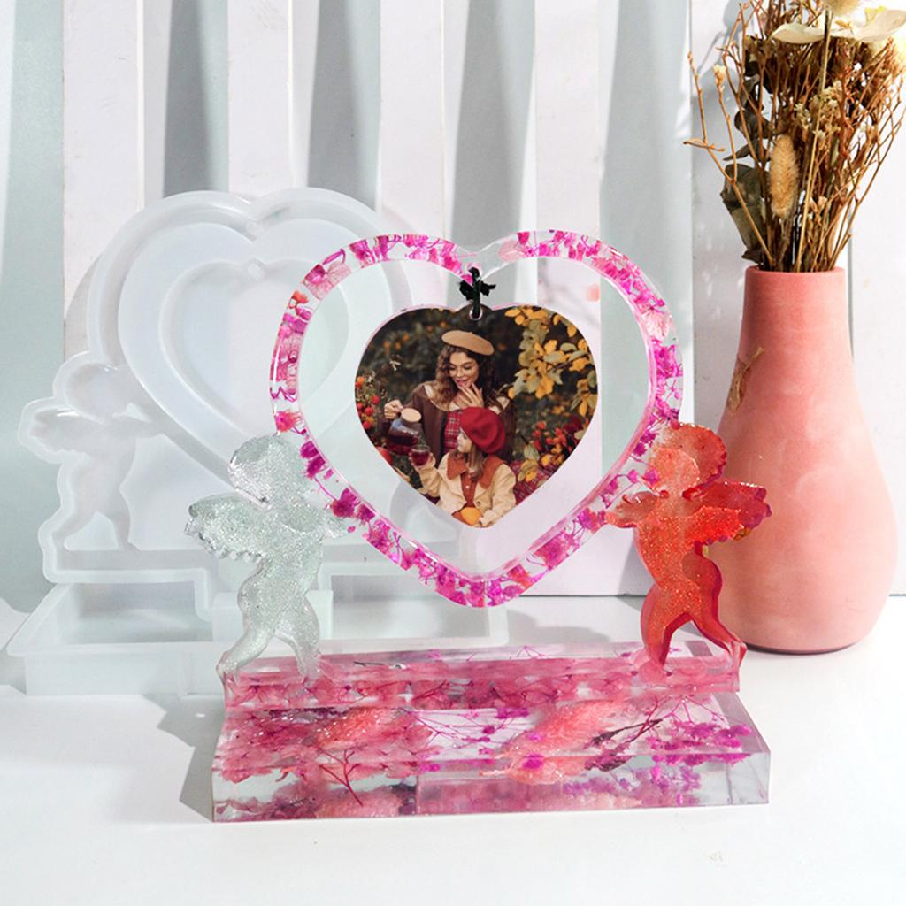 Capture Memories Cupids Heart Photo Frame Silicone Mold DIY Craft Epoxy Resin Casting Molds Home Office Ornaments