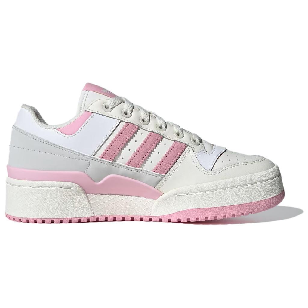 Adidas Originals Forum Bold Stripes Comfortable Versatile Low-Top Skate Shoes Women Sneakers White Pink ID0404
