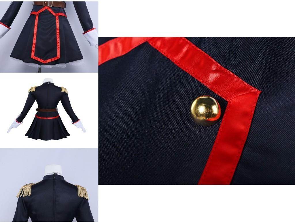 Einzigartiges Anime-Cosplay-Outfit, inspiriert von Tokios Elitesoldaten. Federn und Bänder inklusive. Größen: XS-XXXL