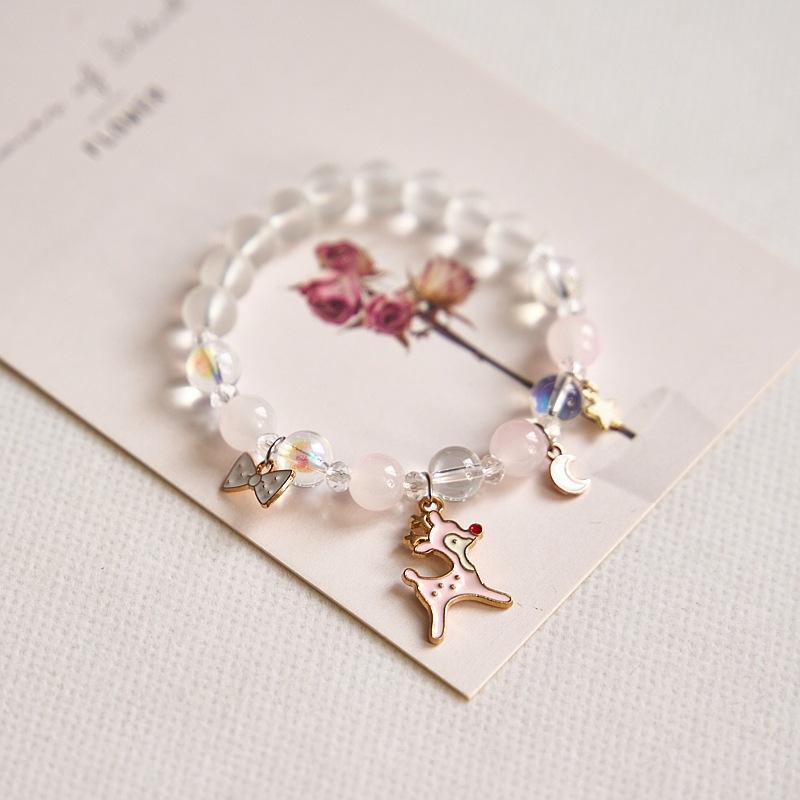 Year Sweet Cute Cat Crystal Beaded Bracelet Girls, Girlfriend Student Bracelet Wholesale