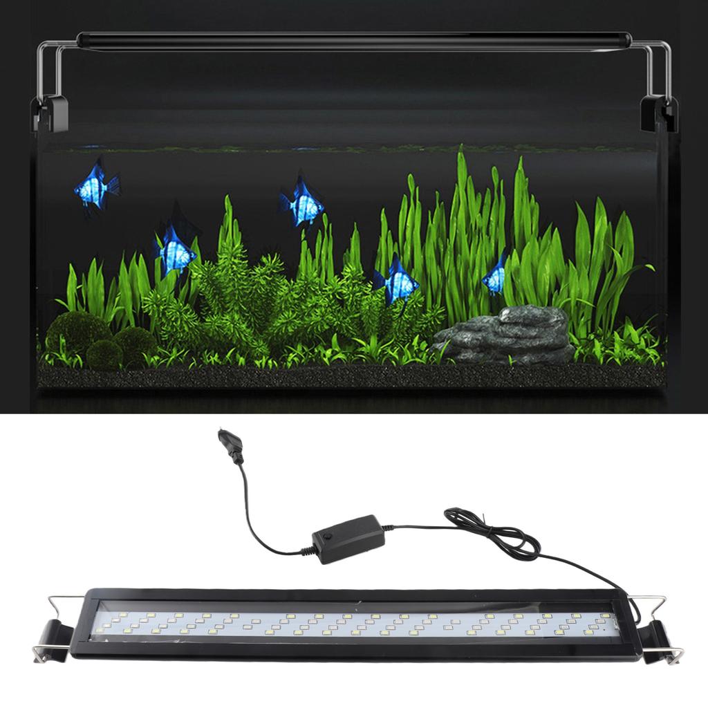 LED Aquarium Light Full Spectrum Slim Heat Dissipation Proof Fish Light with Extendable Brackets Black