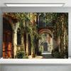 2D Romantische Europäische Gasse Kulisse, Altstadt mit Grünen Ranken für Fotoshooting