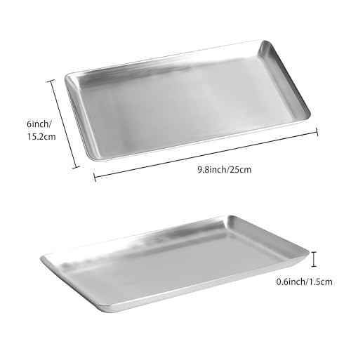 IMEEA 18-10 Stainless Steel Cooking Tray, 25 X 15 Cm, Dishwasher Safe, Shallow, Square, for Deep Frying and Tempura, Silver, for Commercial Use