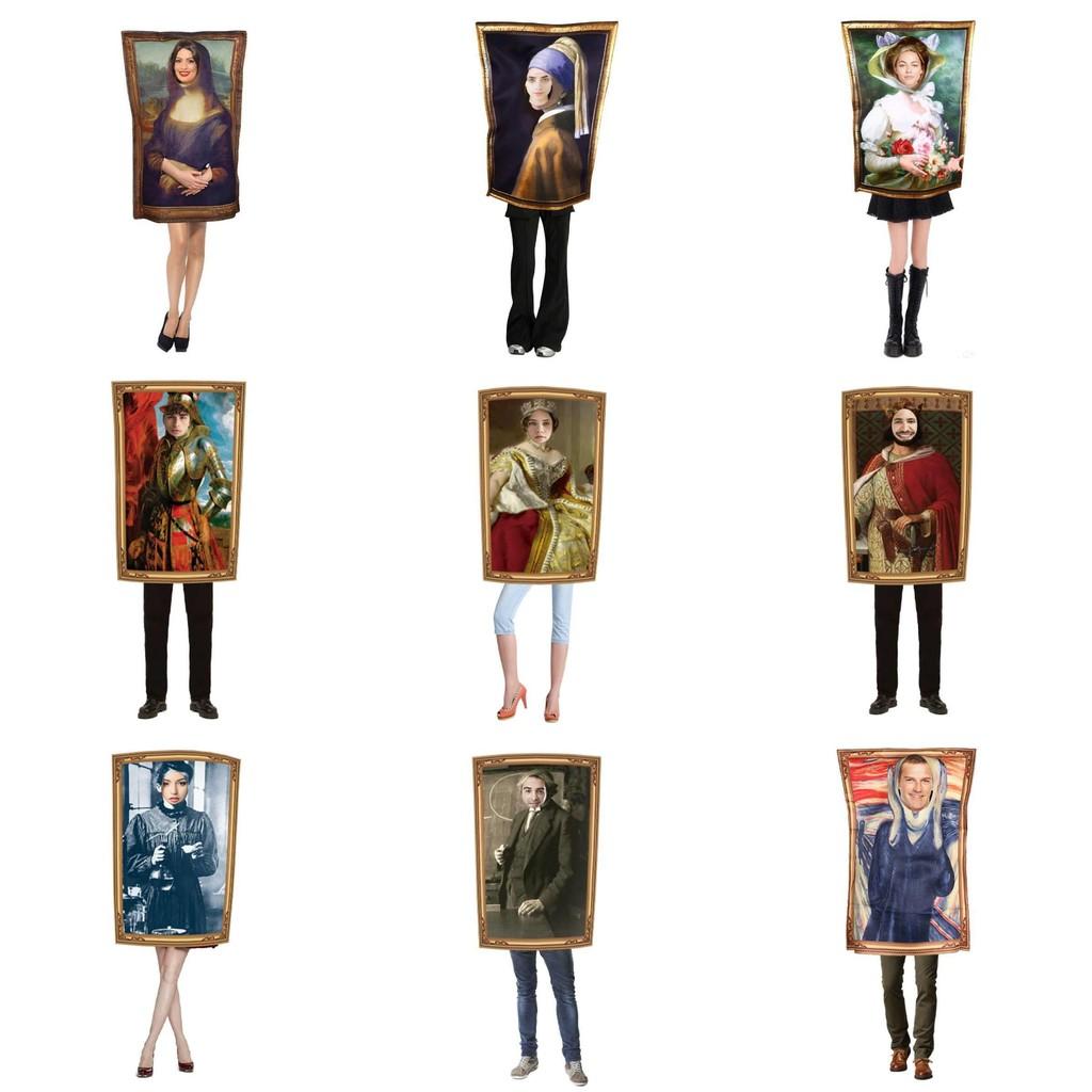 Mona Lisa Cosplay-kostyme med polyesterstoff for Halloween og temafester