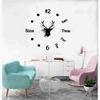 Creative Deer Head Wall Clock Frameless DIY Wall Mute Clock 3D Surface Sticker Home Wall Decor