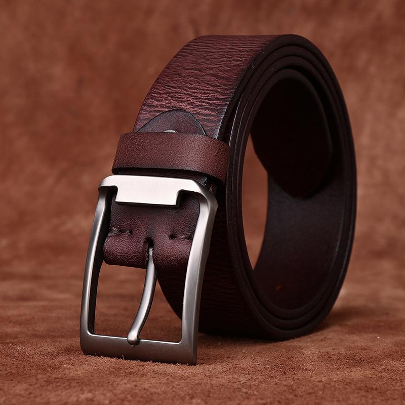Retro Matte Old Versatile Men'S Belt Genuine Leather First Layer Cowhide Belt Men'S Casual Jeans Belt Men'S
