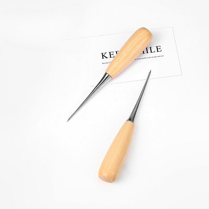 

BEPAN Solid Wood Awl Wooden Handle Cone Needle DIY Leather Tools Perforated Leather Goods Fabric Punching Supplies