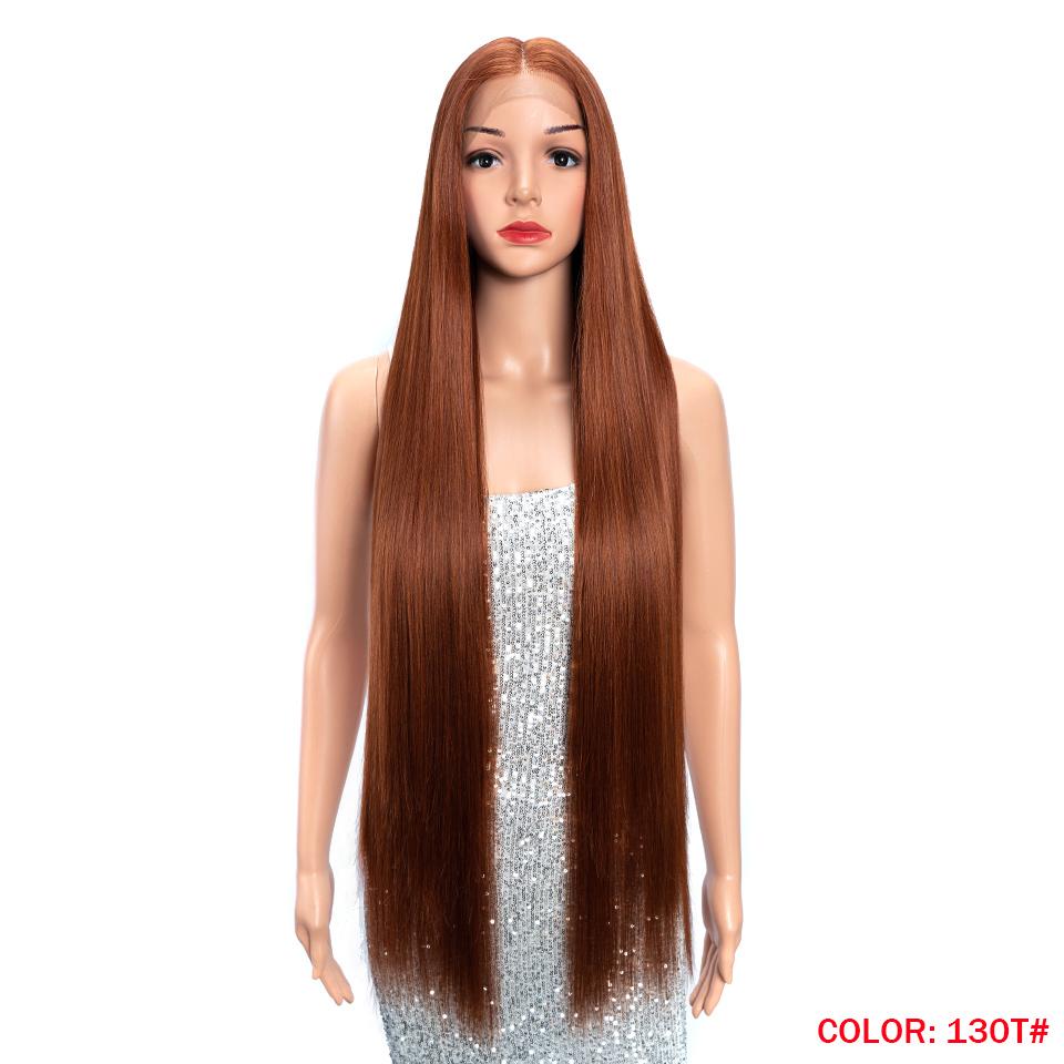 

FASHION IDOL 38 inch Straight Lace Wigs Synthetic Long Straight Hair T Part Lace Wigs Ombre Blonde Brown Cospaly Wigs For Woman (as the picture,150%&38inches&Lace Front)