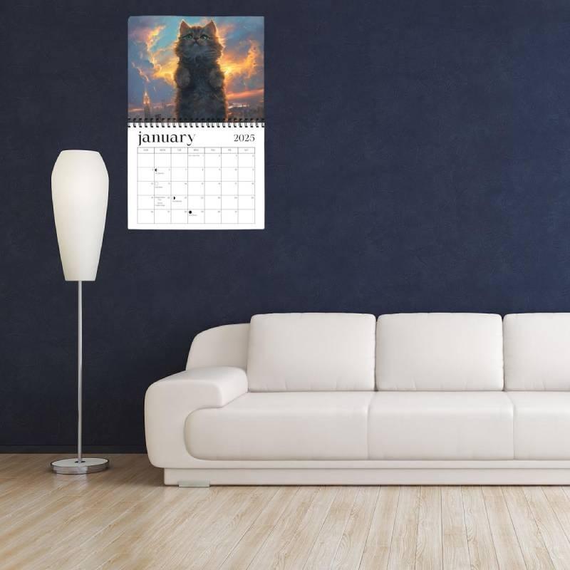 Cosmic 2025 Cat Calendar Fashion Spiral Living Room Wall Decoration Calendar