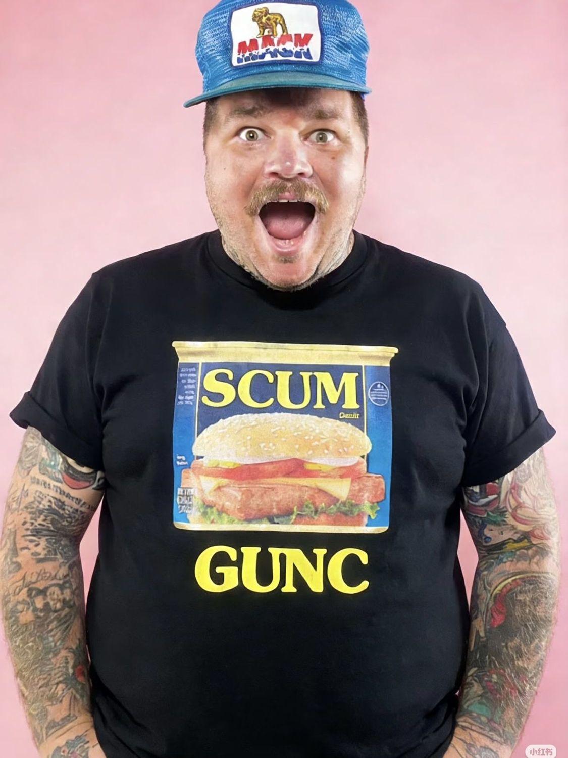 Subculture Punk Grunge Hamburgers Lunch Meat Printed Pattern Shortsleeved Tshirt S