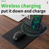 Foldable PU Leather Laptop Mouse Pad 15W Wireless Phone Charger with Pen Holder