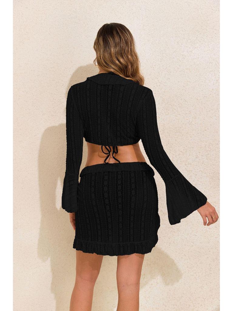 2025 Sun Protection Long Sleeve Beach Dress & Sexy Two-Piece Bikini Set