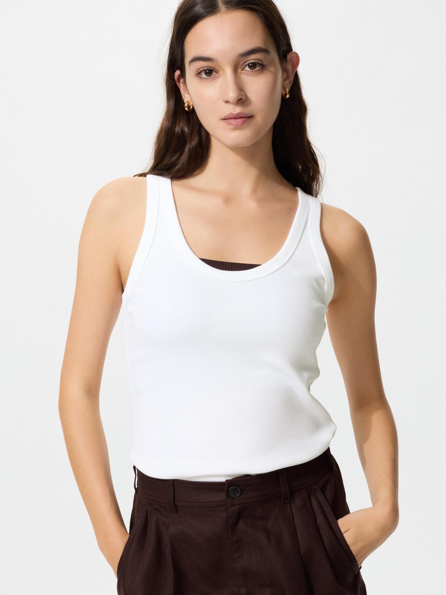 

Мягкий в рубчик топ-майка Uniqlo 00 WHITE/WOMEN XS
