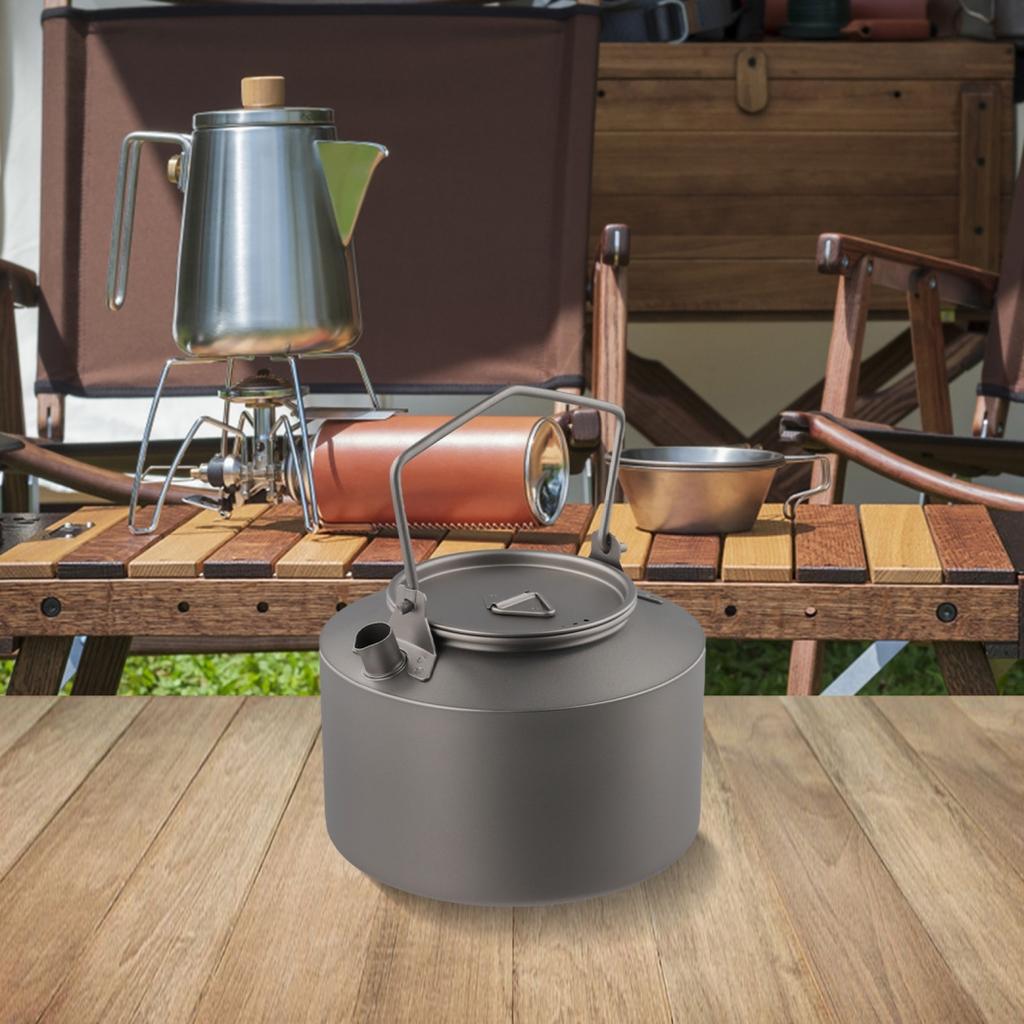 Compact Storage Camping Teapot Ti Kettle Efficient Fuel Use