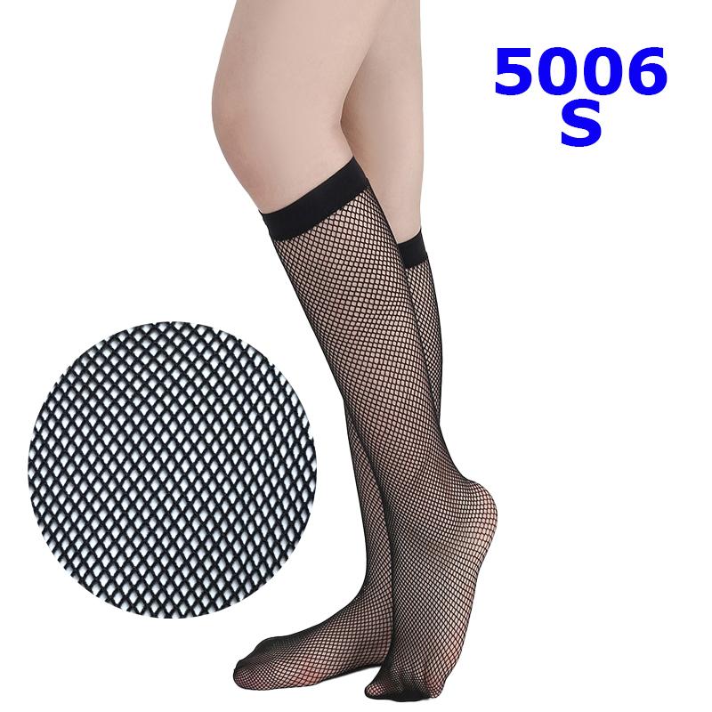 Damen Schwarz Netz Kniehohe Socken Stilvolle Schwarze Ausgeschnittene Netzstrümpfe S-M gray
