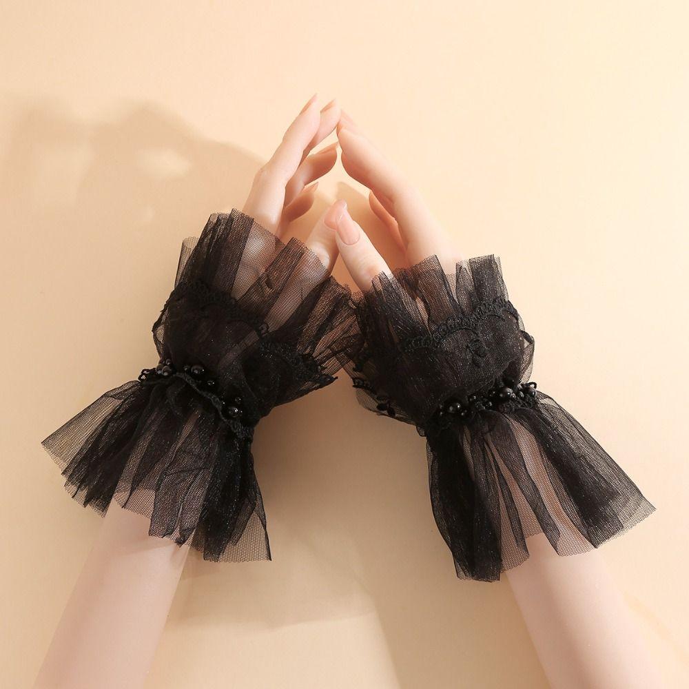 Detachable Lace Ruffled Wrist Comfortable Fake Sleeves Cuffs  Daily Accessory