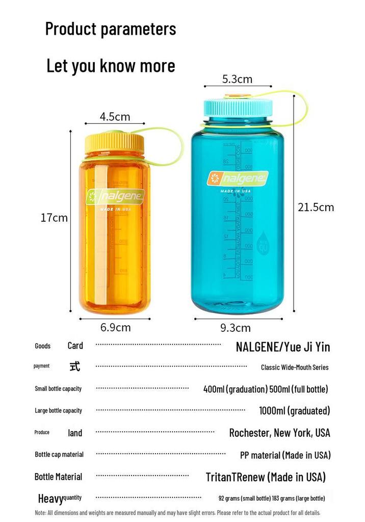 Nalgene Outdoor Sports Water Bottle, Large Capacity Portable Kettle for Men & Women, Fitness Space Cup for Summer.